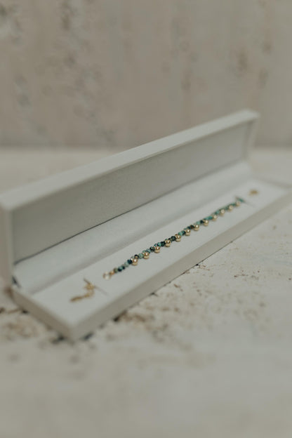 Pulseira Mini Bolinhas e Turmalina Africana Dourado