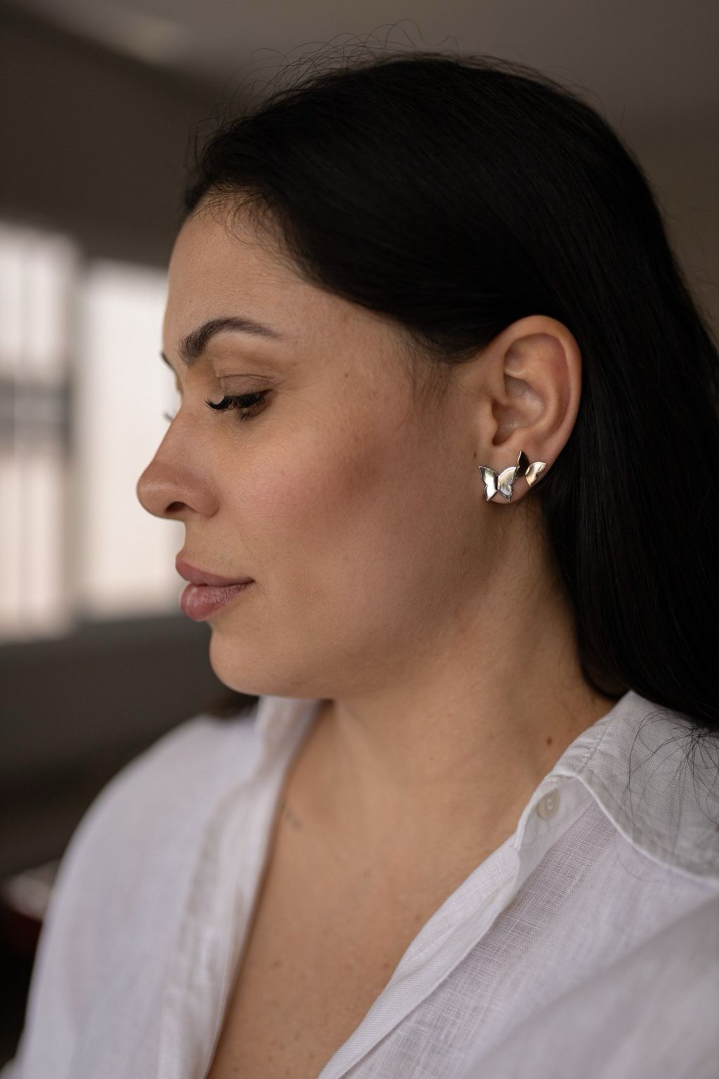 Brinco Borboleta Liso G Dourado