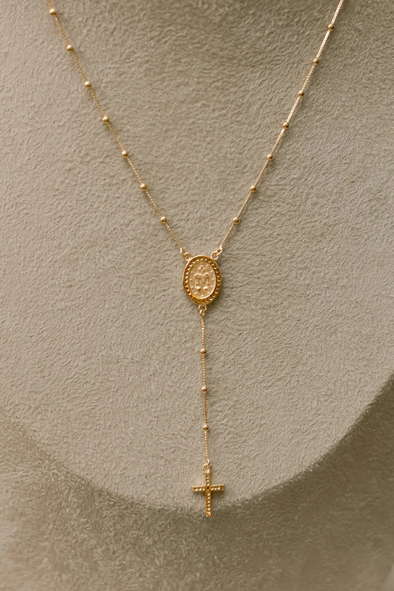 Colar Terço Nossa Senhora das Graças Dourado