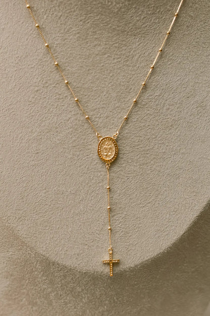 Colar Terço Nossa Senhora das Graças Dourado