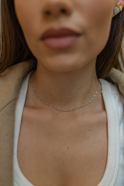 Colar Choker Singapura Ródio Branco