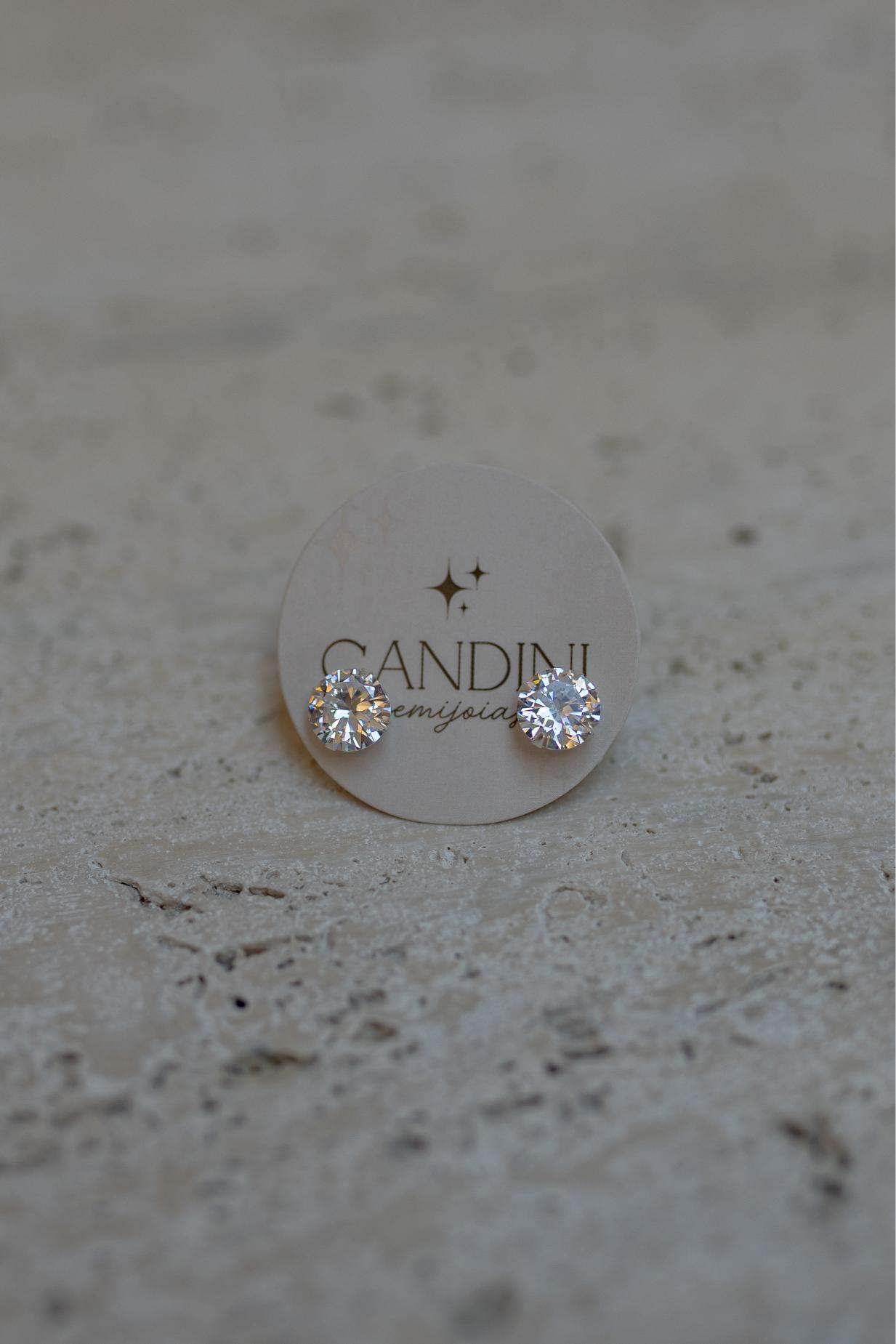 Brinco 9mm Ponto de Luz Prata 925