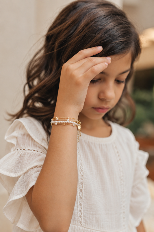 Pulseira Infantil de Bolinhas Dourado