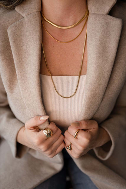 Anel Ajustável Duplo Liso Dourado