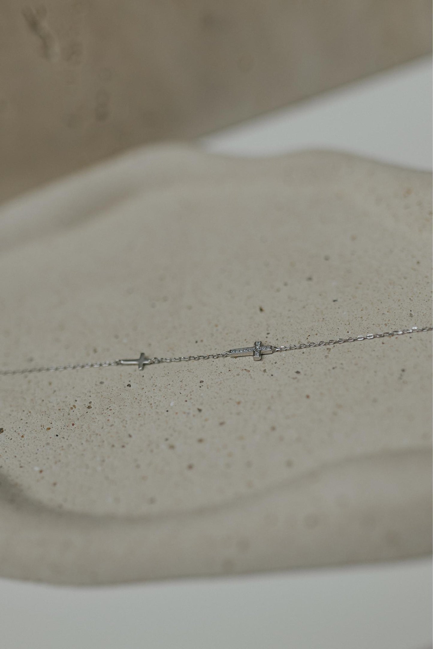 Pulseira Crucifixo Liso e Cravejado Prata 925 Ródio Branco