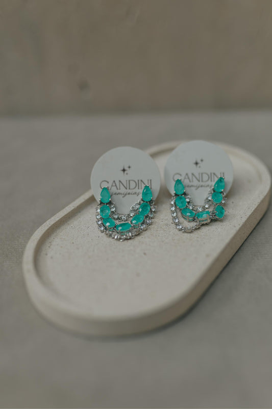 Brinco Esmeralda Colombiana Ródio Branco