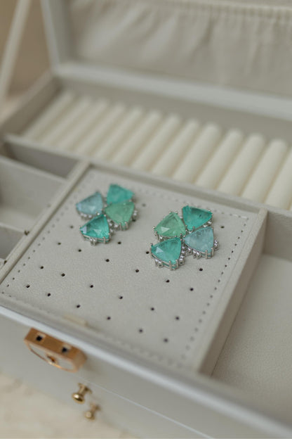 Brinco Turmalina Triangulares Ródio Branco