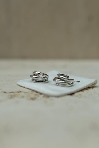 Brinco Argola Tripla Ródio Branco