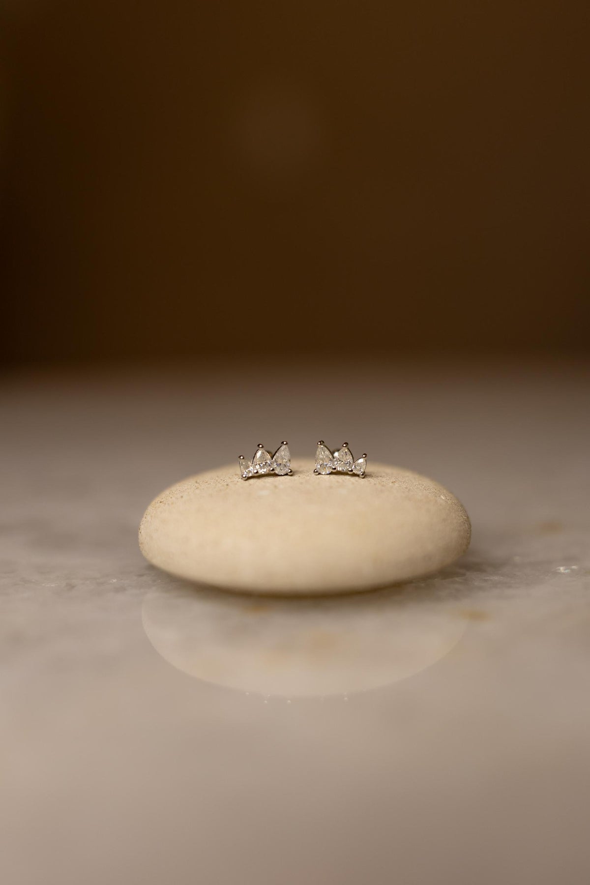 Brinco Mini Ear Cuff 3 Gotas Moissanite Prata 925 Ródio Branco