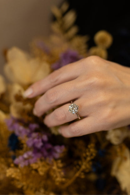 Anel Solitário Glam 9.5mm Moissanite Prata 925 Ródio Branco