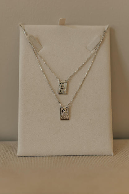 Colar Escapulário Ródio Branco