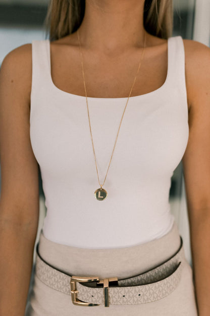 Colar Longo com Letra Personalizada Dourado