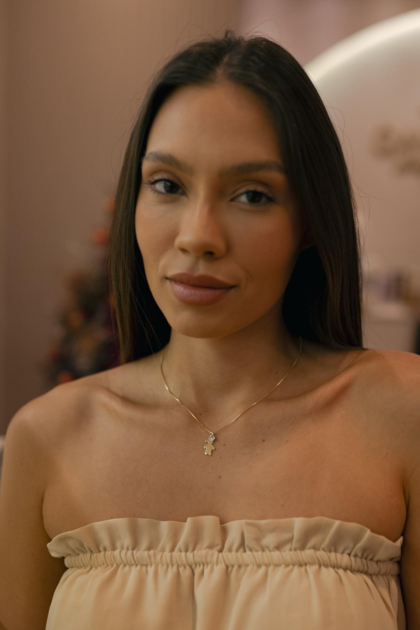 Colar Filhos Com Coração Cravejado Dourado