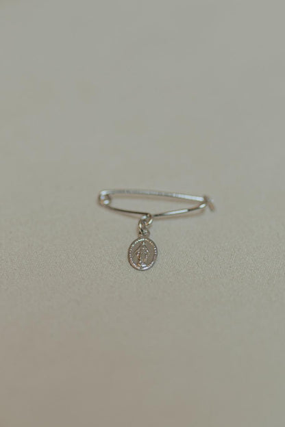 Alfinete Batizado Medalha Milagrosa Ródio Branco