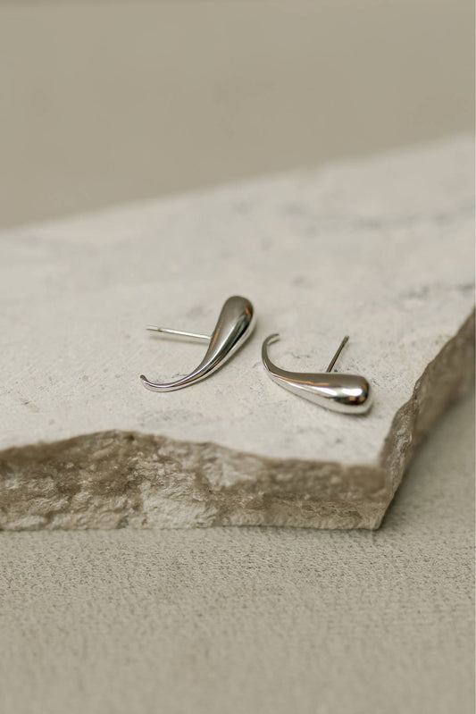 Brinco Ear Hook Gota Ródio Branco