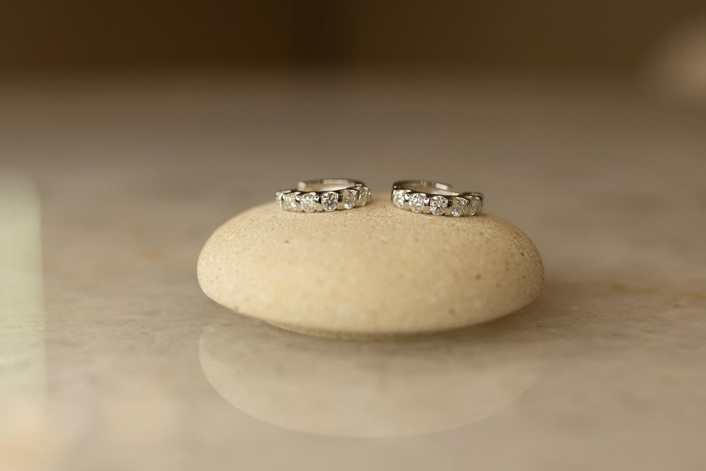 Brinco Argola 3mm Moissanite Prata 925 Ródio Branco