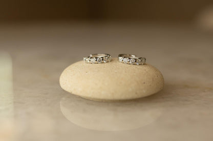 Brinco Argola 3mm Moissanite Prata 925 Ródio Branco