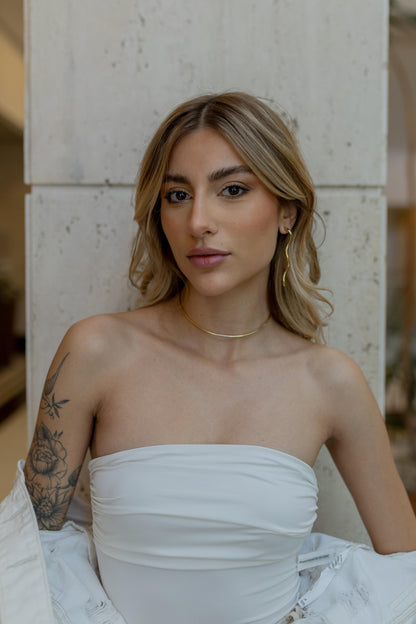 Brinco Tubo Ondas Dourado