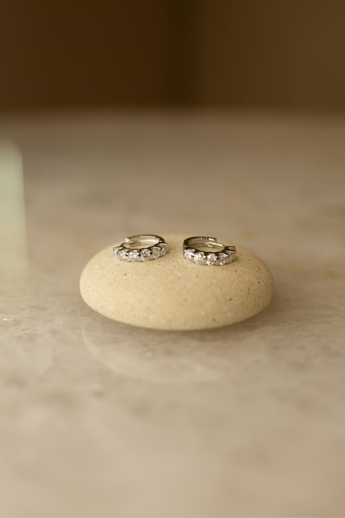 Brinco Argola 3mm Moissanite Prata 925 Ródio Branco