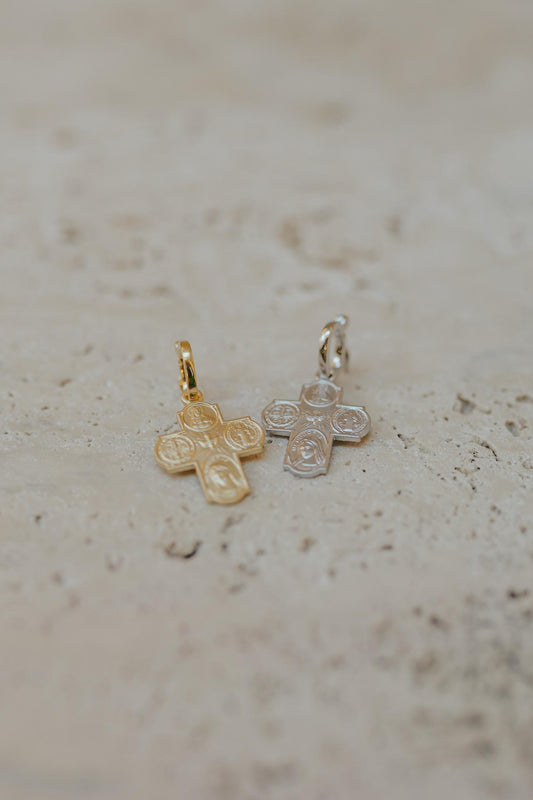 Pingente Cruz das Quatro Medalhas Prata 925