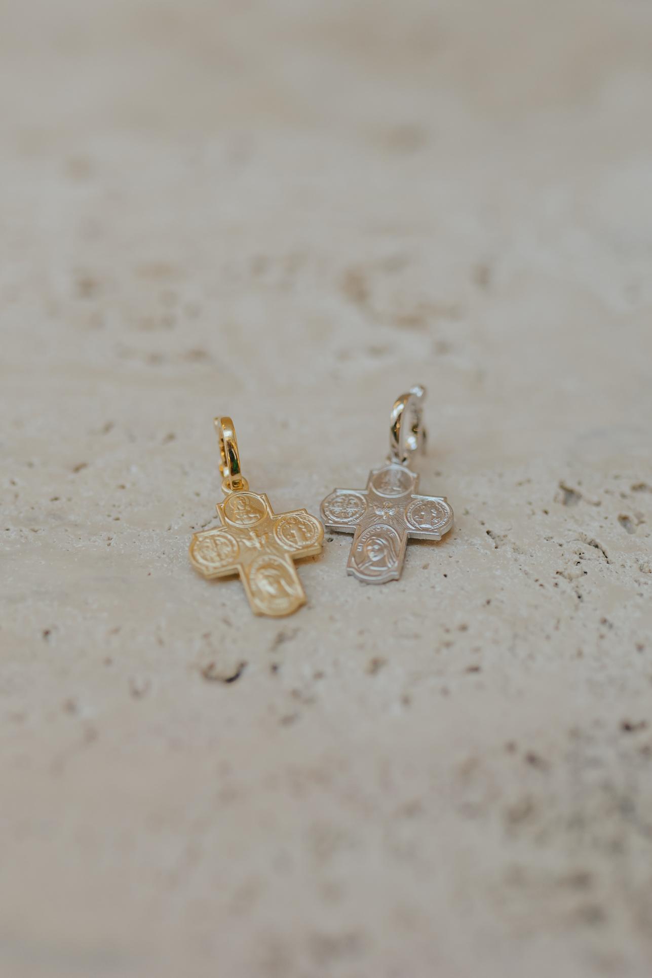 Pingente Cruz das Quatro Medalhas Prata 925