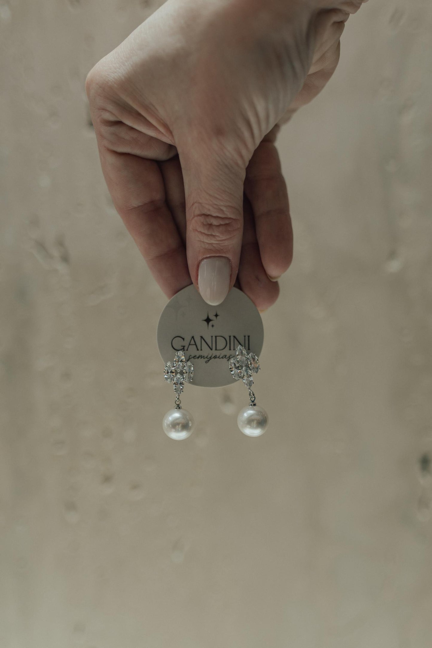 Brinco Losango 4 Navetes Pérola Ródio Branco