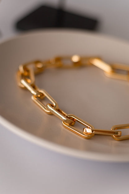 Choker 2 em 1 de Elos Lisos Dourado
