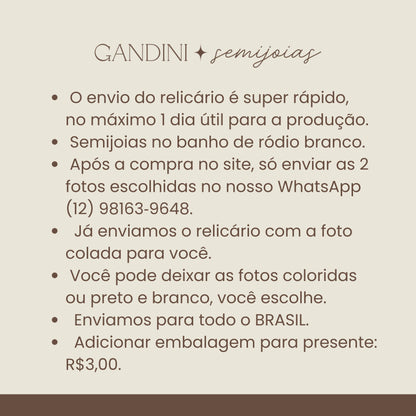 Colar Relicário Borda Trabalhada Ródio Branco