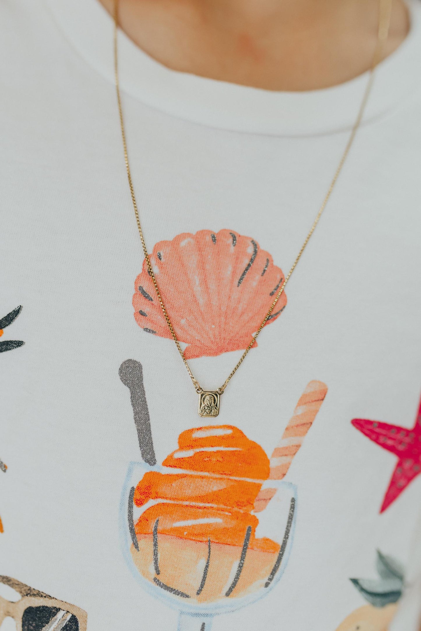 Colar Escapulário Infantil Clássico Dourado