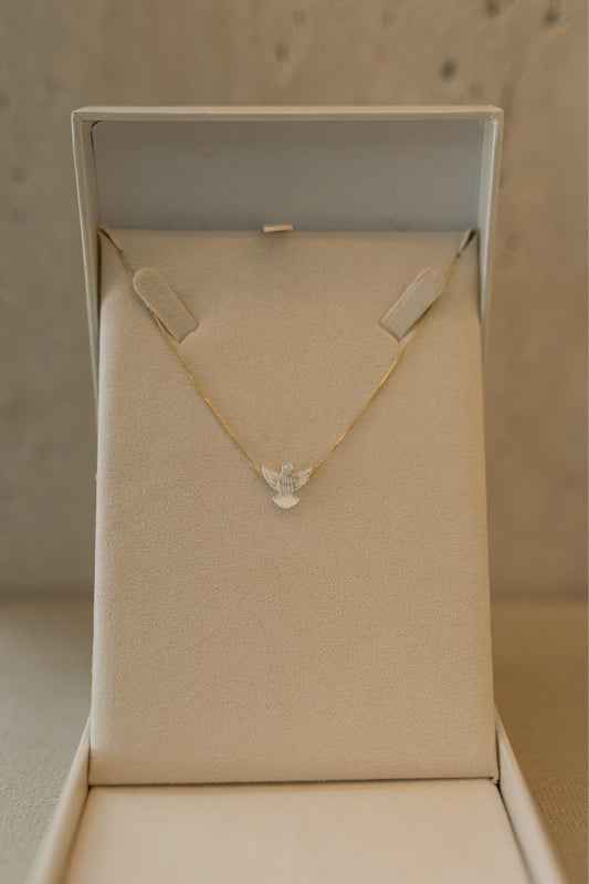 Colar Choker com Divino Espírito Santo Madrepérola Dourado