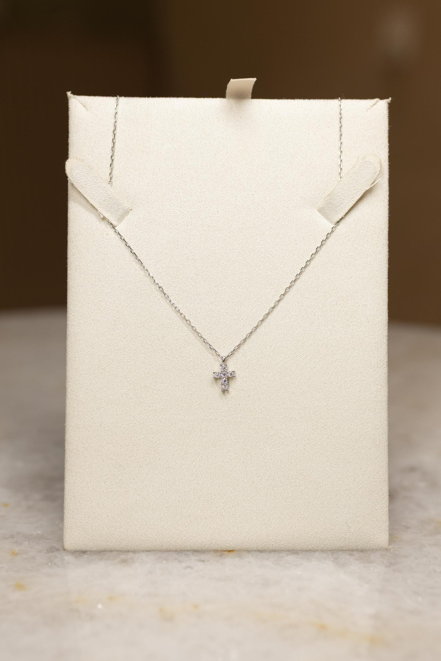 Colar Crucifixo Moissanite Prata 925 Ródio Branco