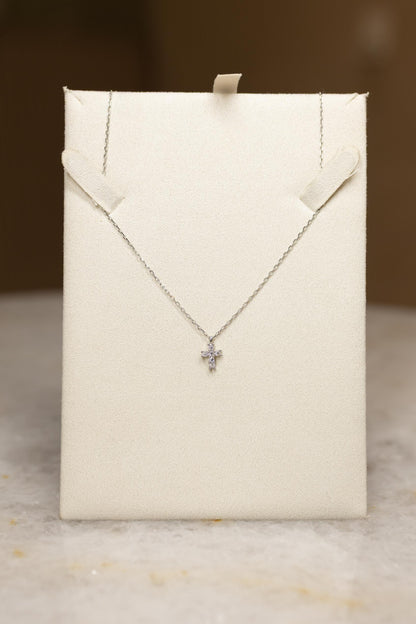 Colar Crucifixo Moissanite Prata 925 Ródio Branco