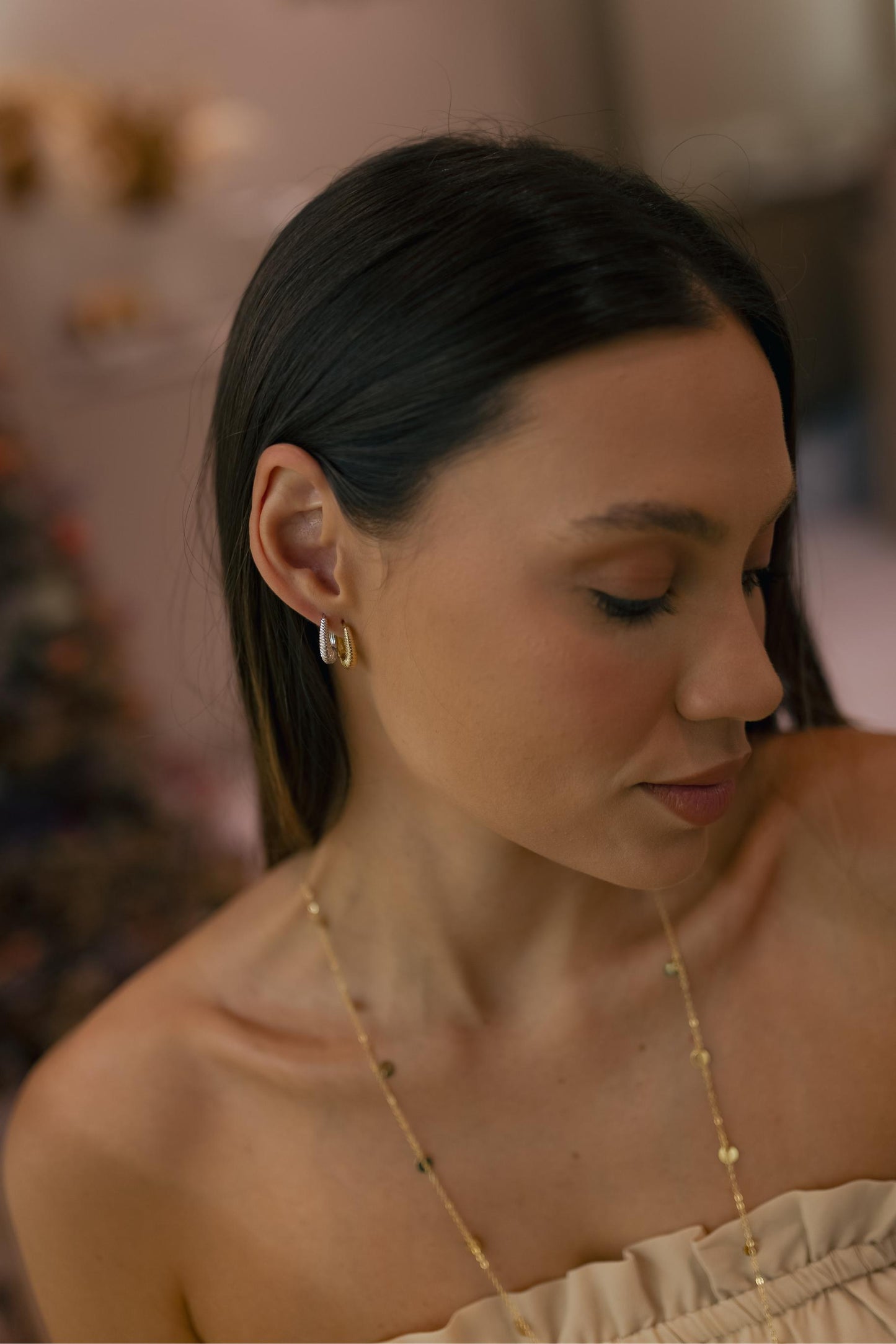 Brinco Argola Croissant Mini Dourado