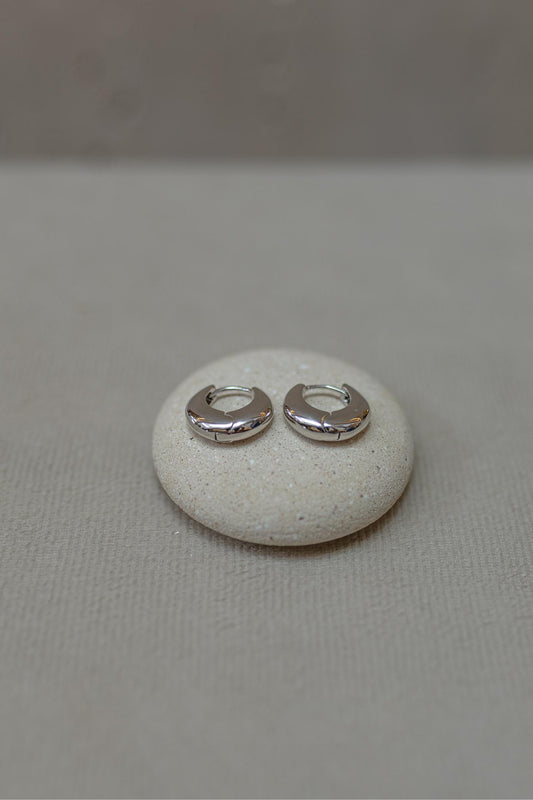 Brinco Argola Canoa Ródio Branco