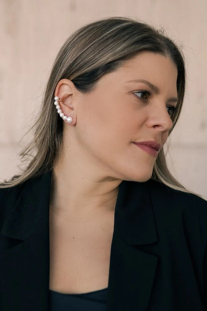 Brinco Ear Cuff Pérolas Ouro