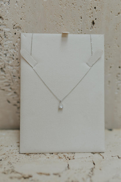 Colar Gota Moissanite Prata 925 Ródio Branco