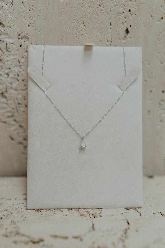 Colar Gota Moissanite Prata 925 Ródio Branco