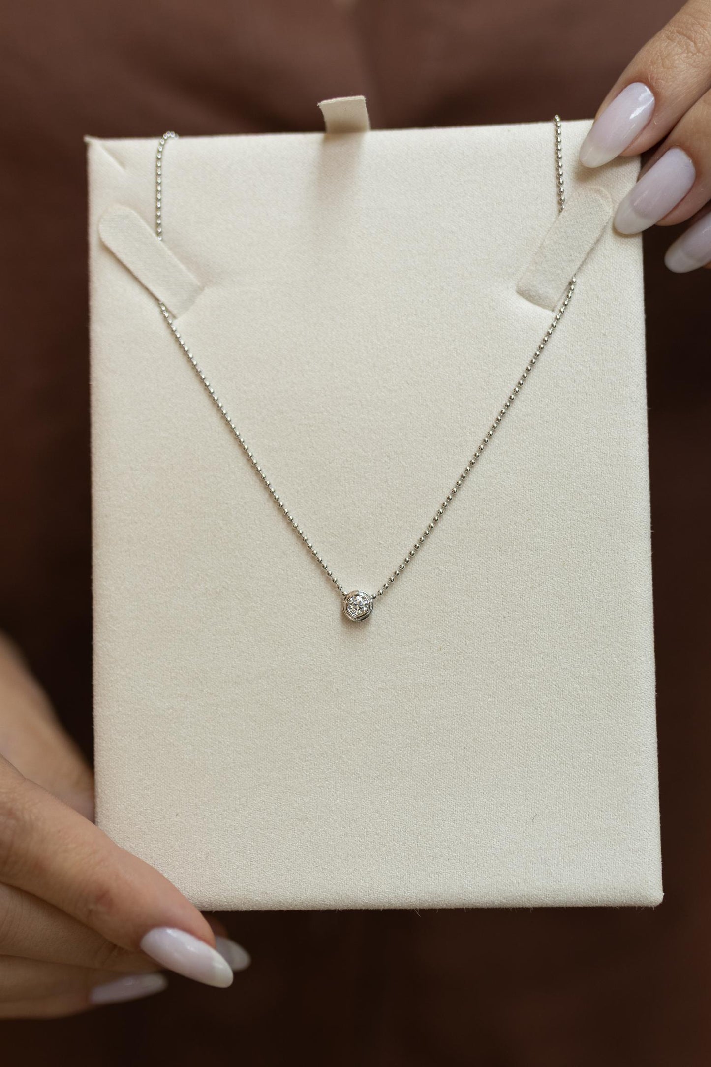 Colar Ponto de Luz Clássico Moissanite Prata 925 Ródio Branco