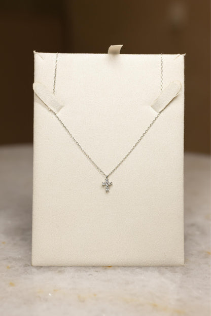 Colar Crucifixo Moissanite Prata 925 Ródio Branco