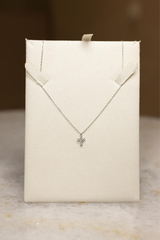 Colar Crucifixo Moissanite Prata 925 Ródio Branco