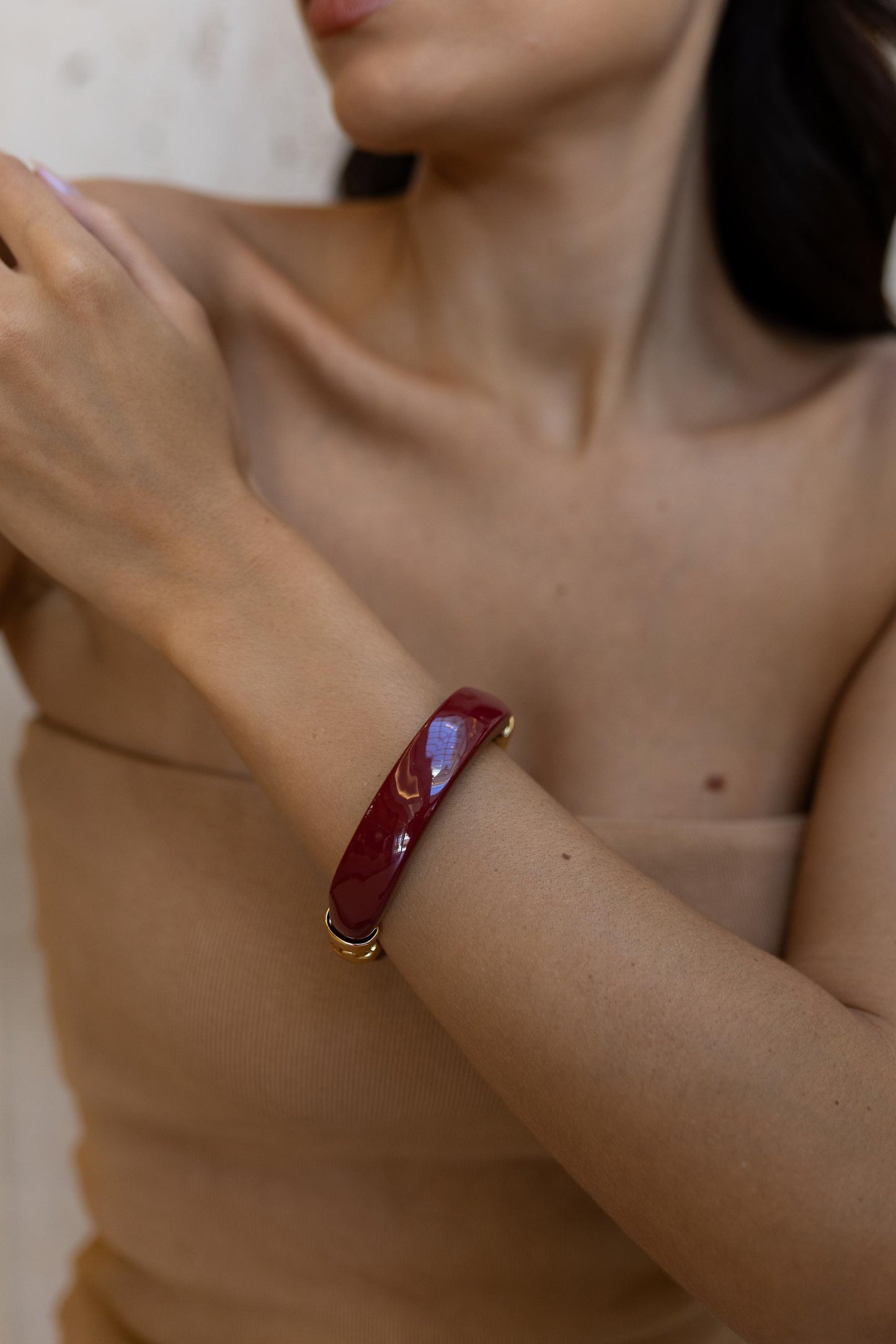 Bracelete Burgundy Maxi Dourado