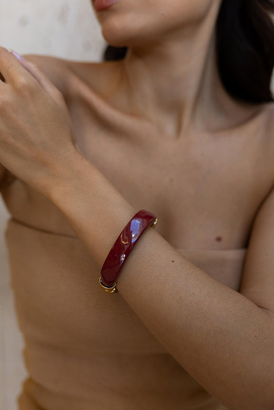 Bracelete Burgundy Maxi Dourado