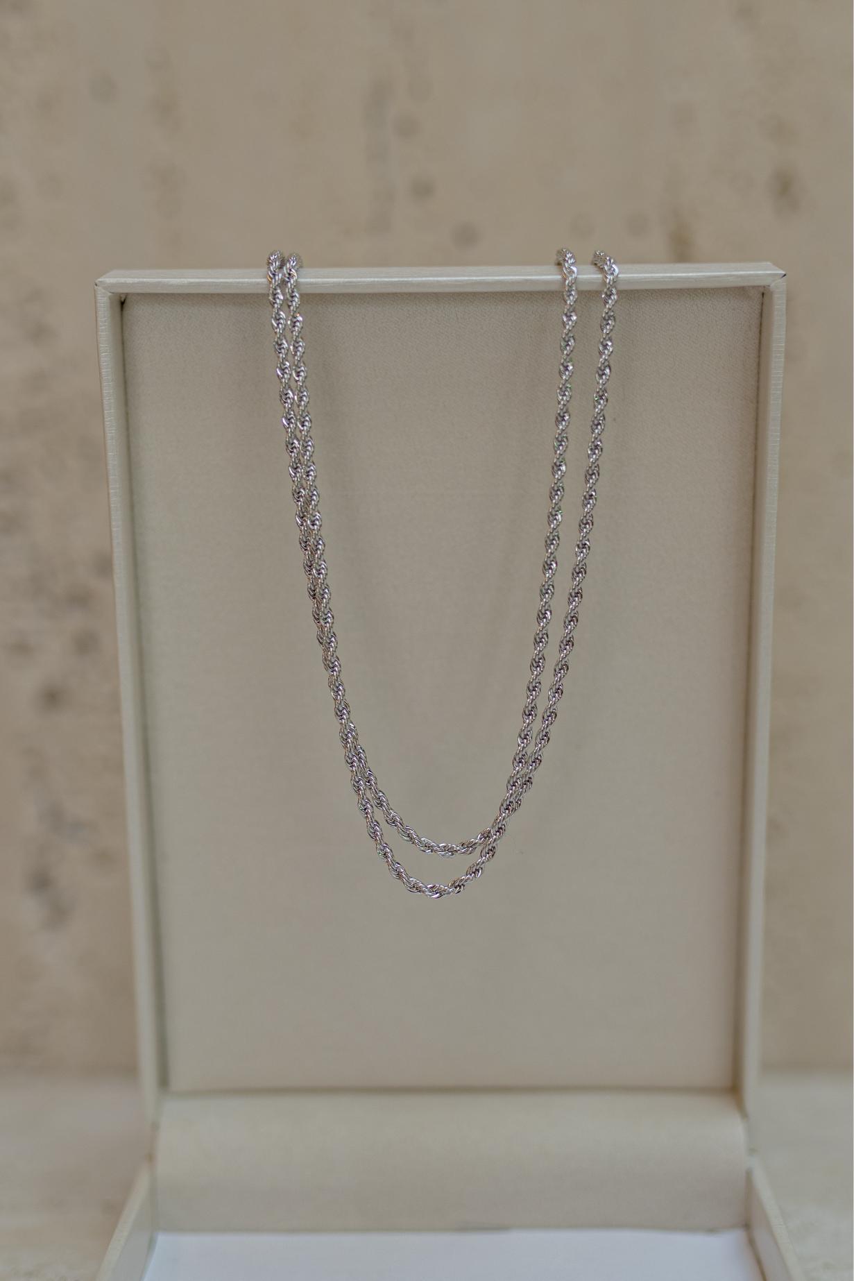 Colar Cordão Baiano 3mm Ródio Branco