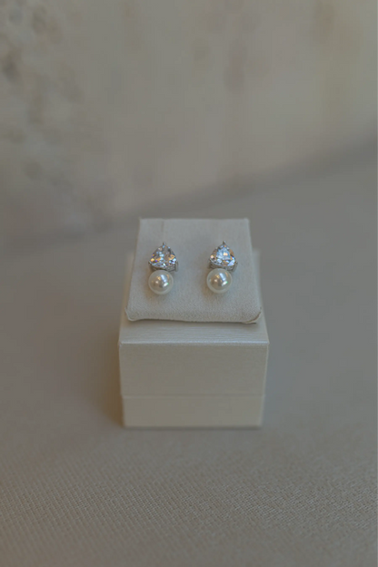 Brinco Triângulo Cristal Ródio Branco