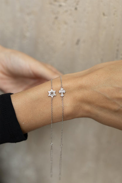 Pulseira Cruz Cravejada Prata 925 Ródio Branco
