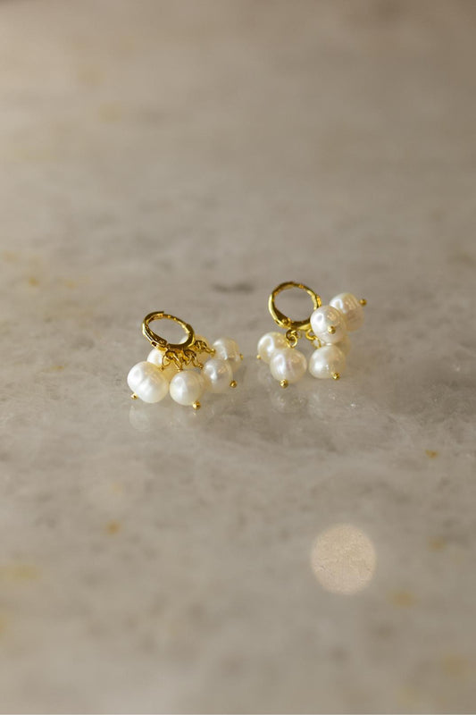 Brinco Argola Cacho Pérolas Barrocas Dourado
