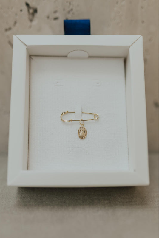 Alfinete Batizado Nossa Senhora Aparecida Prata 925  Dourado