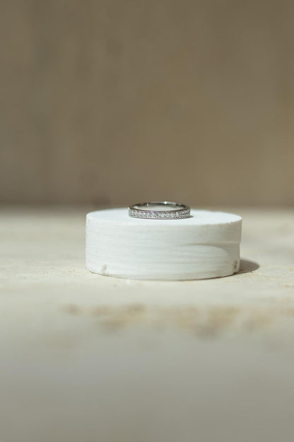 Anel Duplo Moissanite Glam 4x6mm Prata 925 Ródio Branco