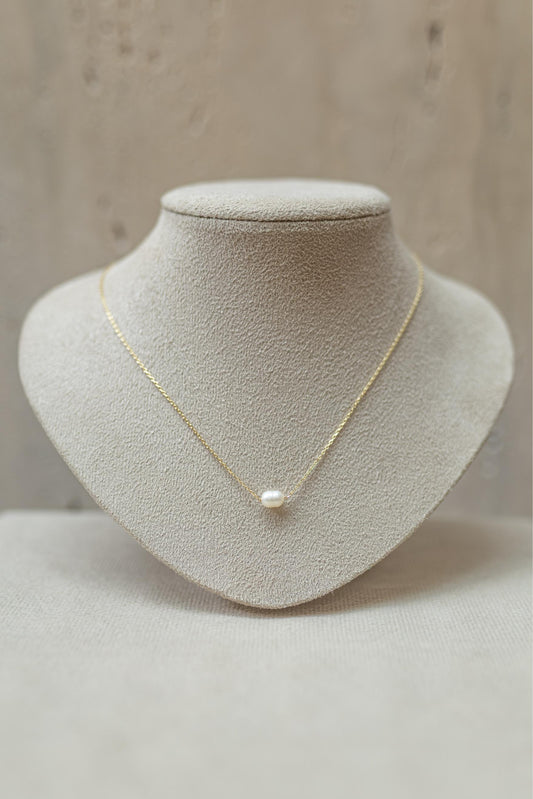 Colar Pérola Natural Dourado