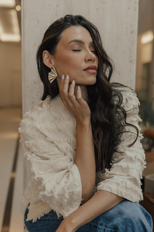 Brinco Maxi Textura Orgânico Dourado